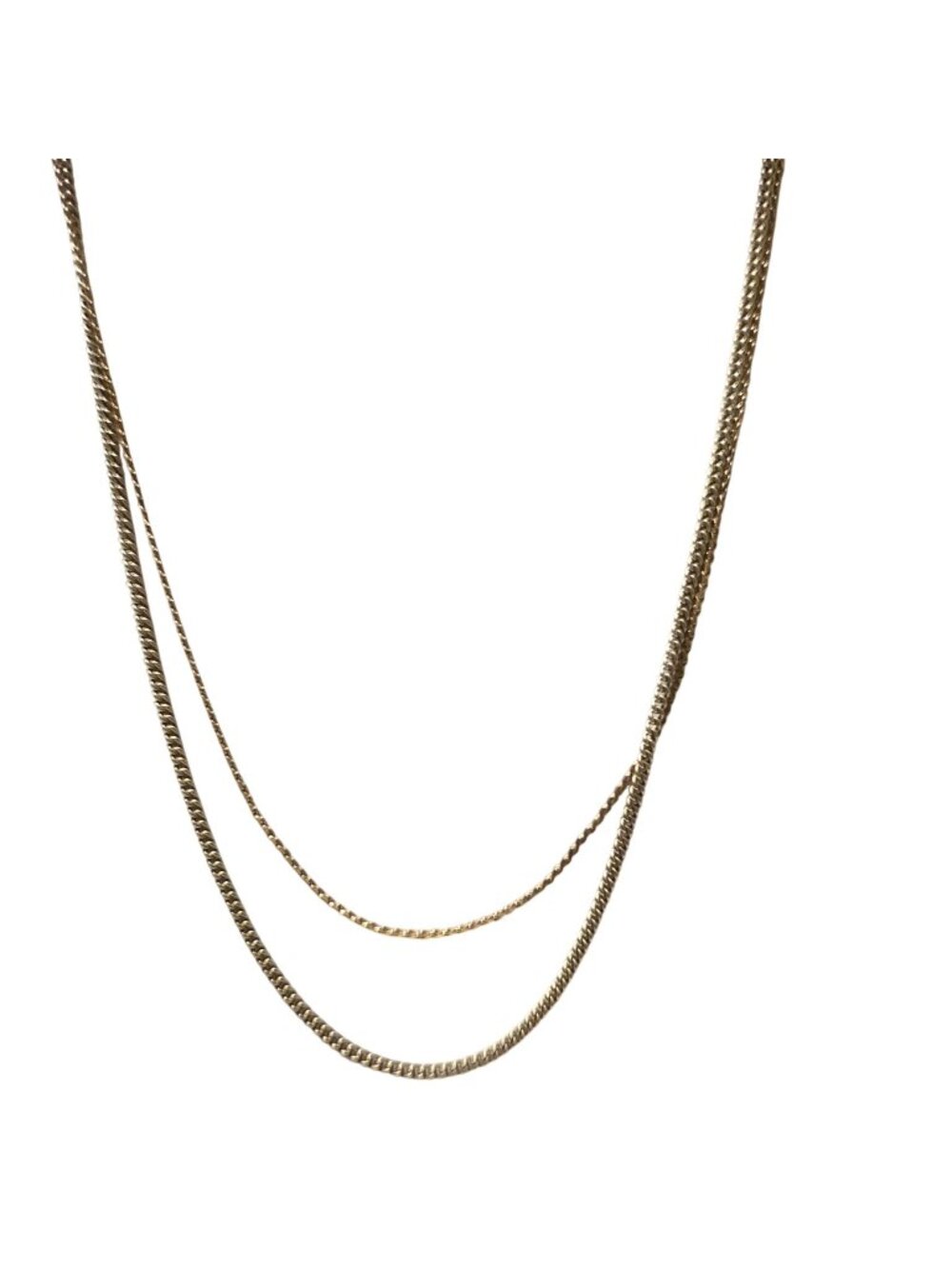 Vintage Chain Necklaces Set of Two Gold Tone Layering Minimalist Fashion Jewelry